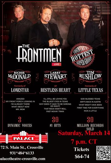 Screenshot of the Frontmen Live show poster at the Palace Theater